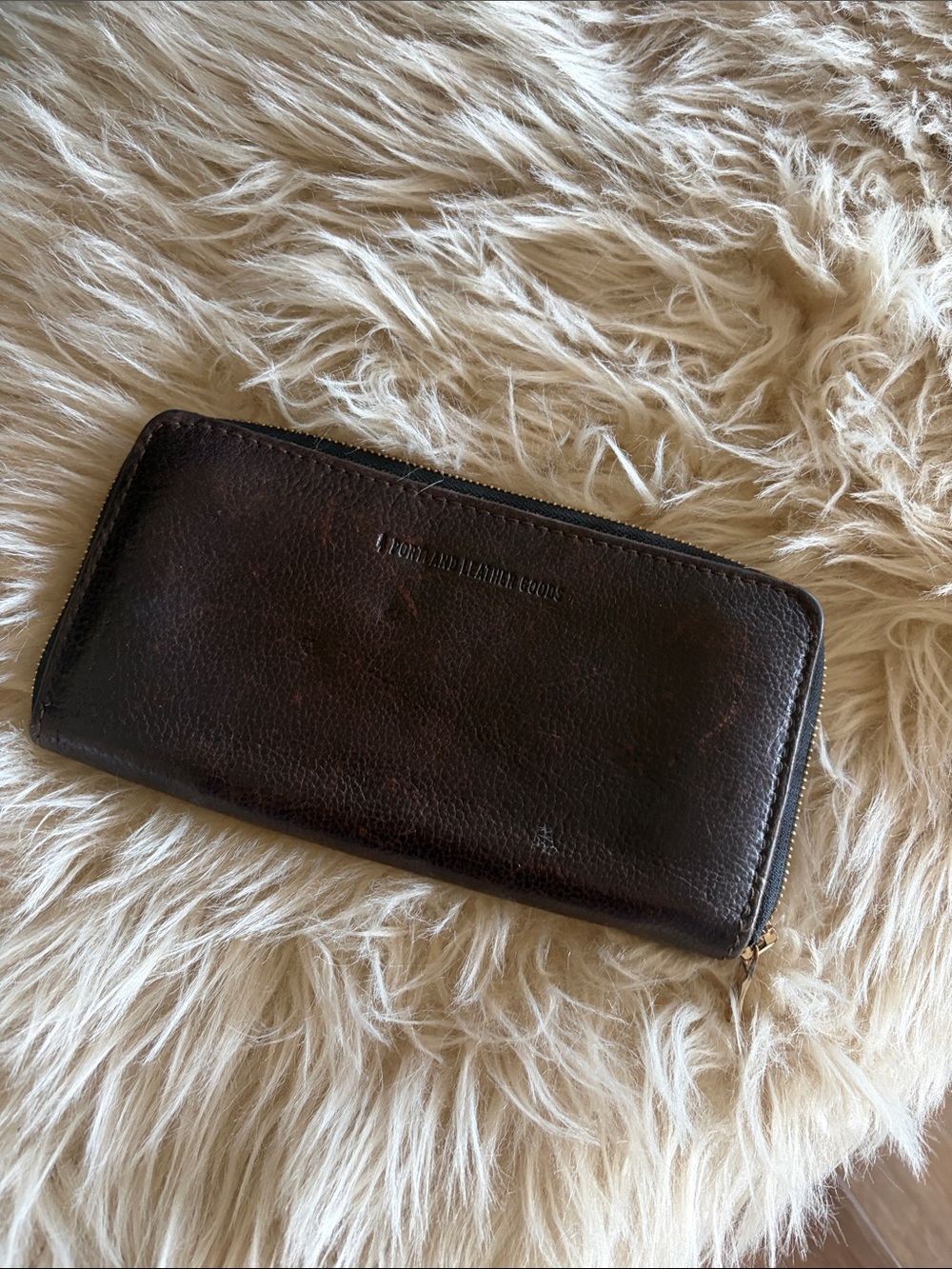 Full-Zip Leather Wallet in Dark Brown
